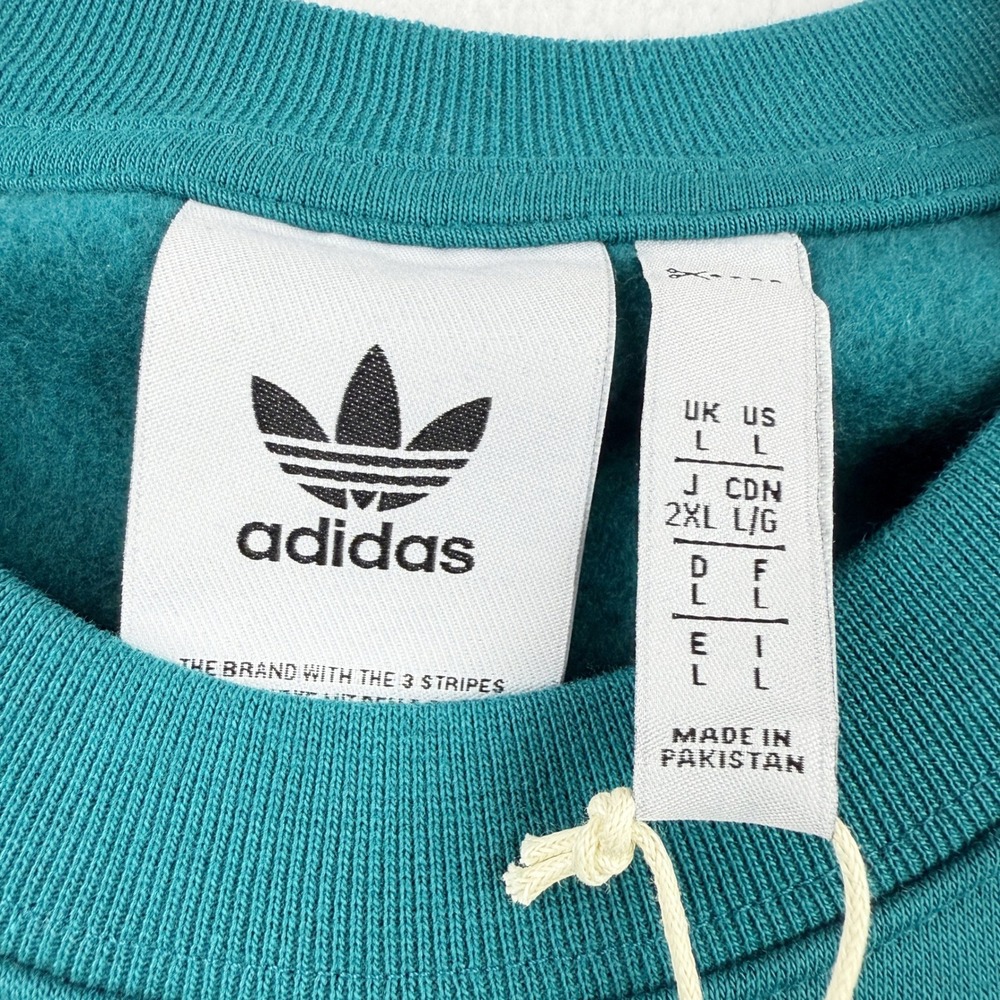 ADIDAS 3 Stripe Crew Sweatshirt Adicolor Size L Mens Legacy Teal JM6125 - New - Picture 5 of 7